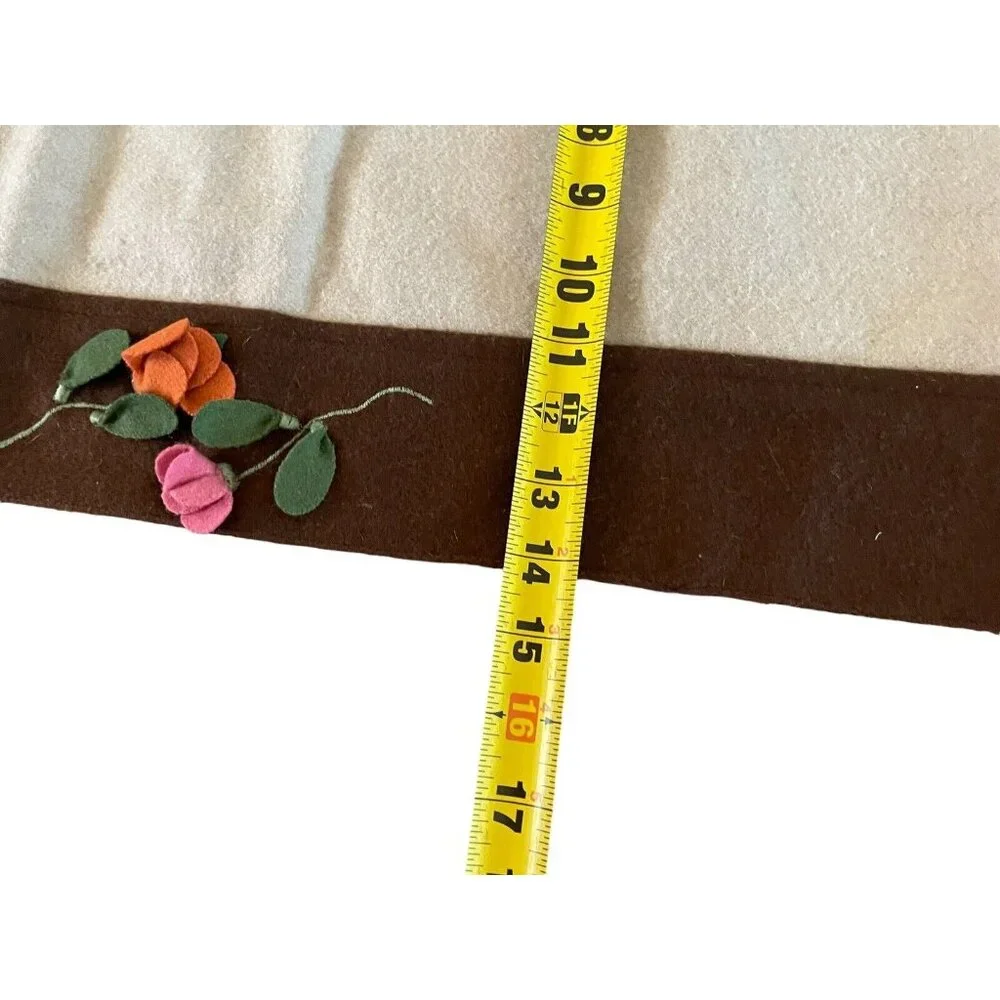 Pier 1 Imports Table Runner Jardinia 14” X 69” 3D Fabric Flowers Brown Tan‎ Wool